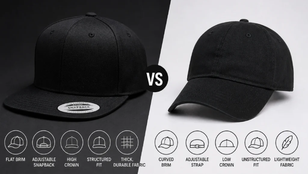 Snapback vs Baseball Cap